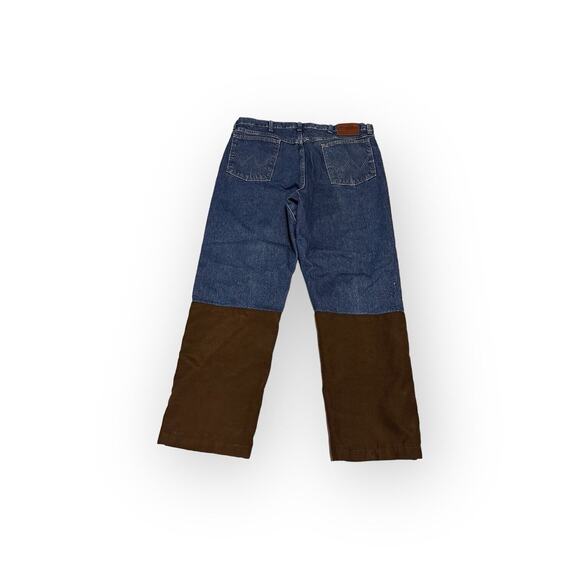 Wrangler Pro Gear Belted Suspender Outdoors Rugged Jeans 38x30 Blue Leg Guard - Picture 3 of 11